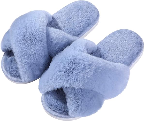Women's Fuzzy Slippers, House Slippers, Open Toe Slippers Women's Fuzzy Slippers, House Slippers, Open Toe Slippers